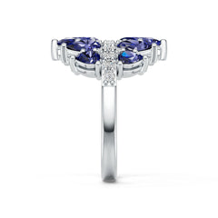 Sterling Silver Royal Blue Sapphire or Moissanite Ring Pear PE 8x5mm