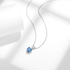 Simple Sky Blue Topaz Necklace Lab Created Gemstone Modern Aesthetic Trends Birth Stone Gift