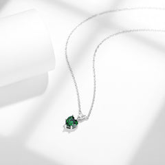 Simple Emerald Sterling Silver Necklace Lab Created Gemstone Modern Aesthetic Trends Birth Stone Gift