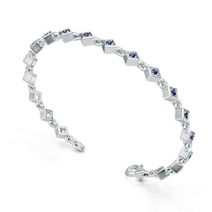 Sterling Silver Moissanite or Sapphire Bracelet Round RD 2x2mm