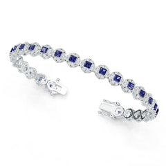 Sterling Silver Moissanite or Sapphire Bracelet 3x3mm