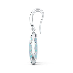 Sterling Silver Opal with Moissanite Teardrop Earrings Pear PE 26x12mm