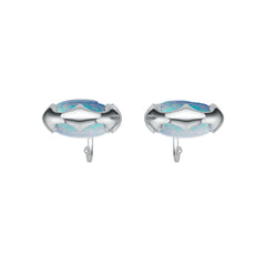 Sterling Silver Opal with Moissanite Teardrop Earrings Pear PE 26x12mm