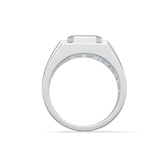 Men's Sterling Silver Moissanite or Sapphire Ring Emerald OCT 9X7mm
