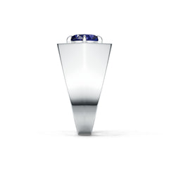 Men's Sterling Silver Moissanite or Sapphire Ring Round RD 9.5x9.5mm