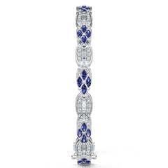 Sterling Silver Moissanite or Sapphire Bracelet Marquise MQ 4x2mm
