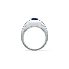 Men's Sterling Silver Moissanite or Sapphire Ring Cushion CU 8X8mm