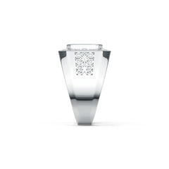Sterling Silver Moissanite Ring Emerald OCT 10x8mm Men's Ring Bezel Fleur de lis Ring