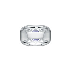Sterling Silver Moissanite Ring Emerald OCT 10x8mm Men's Ring Bezel Fleur de lis Ring