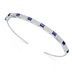 Sterling Silver Moissanite or Sapphire Bracelet 4X3mm