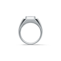 Men's Sterling Silver Moissanite or Sapphire Ring Emerald OCT 10X8mm Full Bezel Set