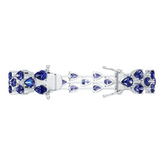 Sterling Silver Moissanite Bracelet Pear PE 7x5mm Three Row