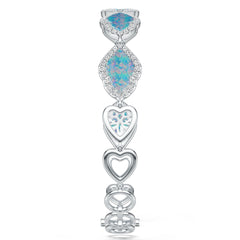 Sterling Silver Opal Moissanite or Sapphire Bracelet with Moissanite Accent