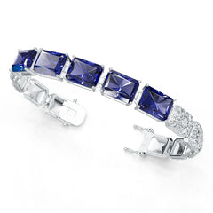 Sterling Silver Moissanite or Sapphire Bracelet Emerald OCT 12X10mm
