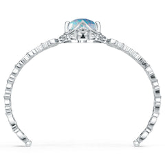 Sterling Silver Moissanite Bracelet Oval OV 18X13mm Cabochon Filigree Art Nouveau Style