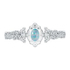 Sterling Silver Moissanite Bracelet Oval OV 18X13mm Cabochon Filigree Art Nouveau Style