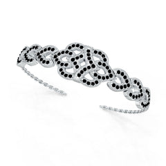 Sterling Silver Moissanite or Sapphire Bracelet Black Moissanite