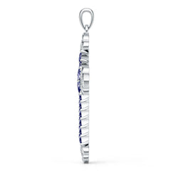 Sterling Silver Royal Blue Sapphire Pendant Necklace  Marquise MQ 5X2.5mm
