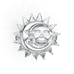 Sterling Silver Sun and Crescent Moon Boho Celestial Statement Ring