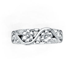 Sterling Silver Floral Ring Nature-Inspired Solid