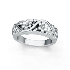 Sterling Silver Floral Ring Nature-Inspired Solid