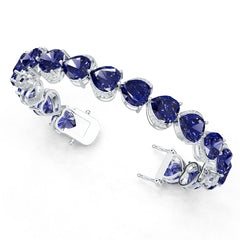 Sterling Silver Moissanite or Sapphire Bracelet Heart HT 9X9mm