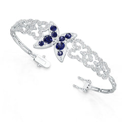 Sterling Silver Moissanite or Sapphire Bracelet Round RD 5x5mm