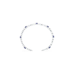 Sterling Silver Royal Blue Sapphire Moissanite or Sapphire Bracelet Heart HT 6X6mm