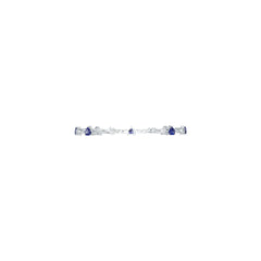 Sterling Silver Royal Blue Sapphire Moissanite or Sapphire Bracelet Heart HT 6X6mm
