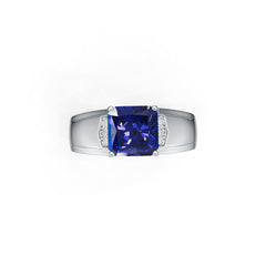 Men's Sterling Silver Moissanite Ring Square Emerald SQ 8x8mm