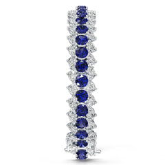 Sterling Silver Royal Blue Sapphire Moissanite or Sapphire Bracelet Round RD 5x5mm