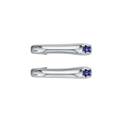 Sterling Silver Royal Blue Sapphire Hoop Earrings Round RD 2x2mm