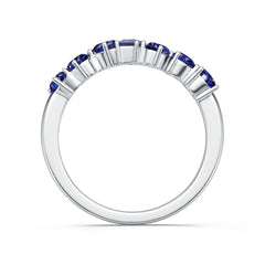 Sterling Silver Royal Blue Sapphire Multi-Stone Cluster Ring BG 4x2mm