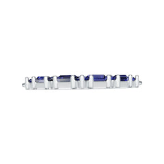 Sterling Silver Royal Blue Sapphire V-Shaped Pendant BG 4x2mm RD 2x2mm