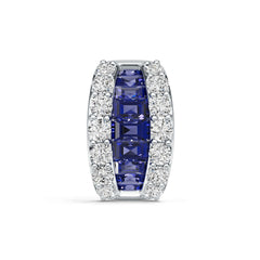 Sterling Silver Royal Blue Sapphire with Moissanite Pendant Baguette BG 5x3mm