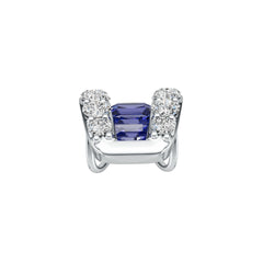 Sterling Silver Royal Blue Sapphire with Moissanite Pendant Baguette BG 5x3mm