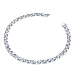 Sterling Silver Royal Blue Sapphire Chain Necklace Round RD 1.0mm