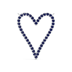 Sterling Silver Royal Blue Sapphire Pendant Round RD 1.5mm Heart Theme