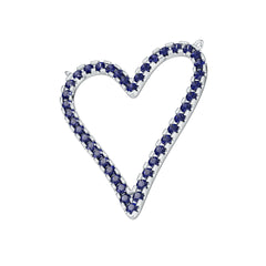Sterling Silver Royal Blue Sapphire Pendant Round RD 1.5mm Heart Theme