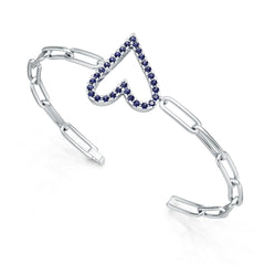 Sterling Silver Royal Blue Sapphire Bracelet Round RD 1.5mm Heart Theme