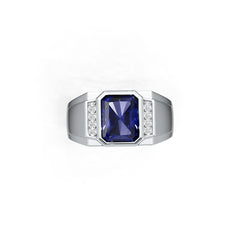 Men's Rings Sterling Silver Moissanite Ring Mounting Emerald OCT 10X8mm Full Bezel Set