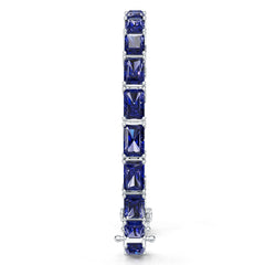 Sterling Silver Tennis Moissanite or Sapphire Bracelet Emerald OCT 7x5mm 7"