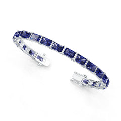 Sterling Silver Tennis Moissanite or Sapphire Bracelet Emerald OCT 7x5mm 7"
