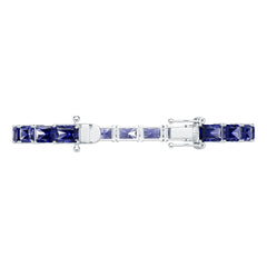 Sterling Silver Tennis Moissanite or Sapphire Bracelet Emerald OCT 7x5mm 7"