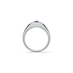 Men's Sterling Silver Moissanite or Sapphire Ring Round RD 4x4mm White Top 2344