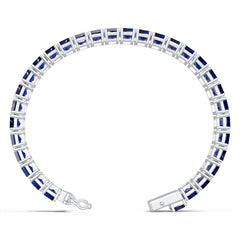 Sterling Silver Tennis Moissanite or Sapphire Bracelet Emerald OCT 10X5mm