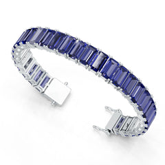 Sterling Silver Tennis Moissanite or Sapphire Bracelet Emerald OCT 10X5mm