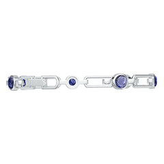 Sterling Silver Moissanite or Sapphire Bracelet Cab Round RD 6x6mm