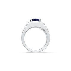 Men's Sterling Silver Moissanite Ring Round RD 9X9mm Prongs Set