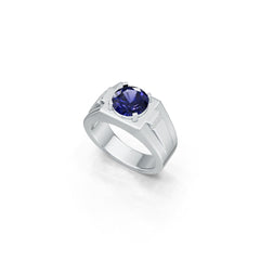 Men's 14K Gold CVD Diamond Ring Round RD 9X9mm Prongs Set
